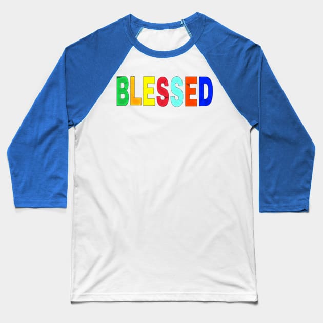 Blessed- Block and Cursive - Double-sided Baseball T-Shirt by SubversiveWare